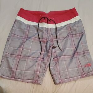 North Face Hybrid Shorts - Pink/Gray Plaid Womens Sz 10